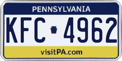 PA license plate KFC4962