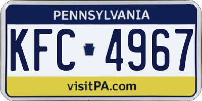 PA license plate KFC4967