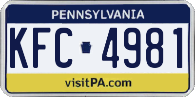 PA license plate KFC4981