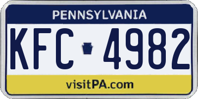 PA license plate KFC4982