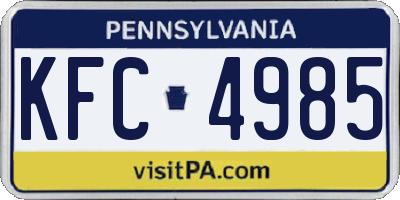 PA license plate KFC4985