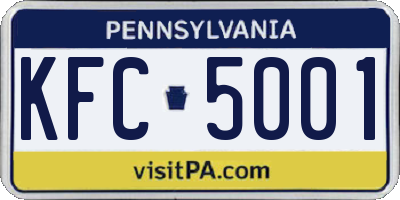 PA license plate KFC5001