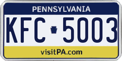 PA license plate KFC5003
