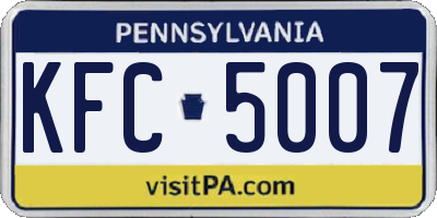 PA license plate KFC5007