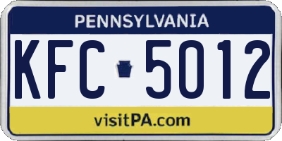 PA license plate KFC5012