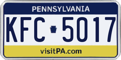 PA license plate KFC5017