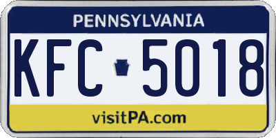 PA license plate KFC5018