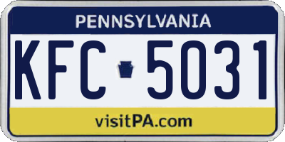 PA license plate KFC5031