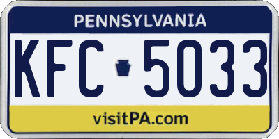 PA license plate KFC5033