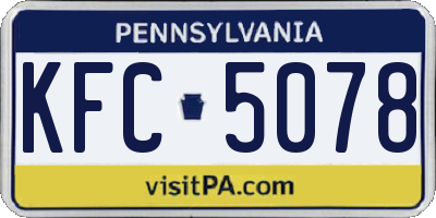PA license plate KFC5078