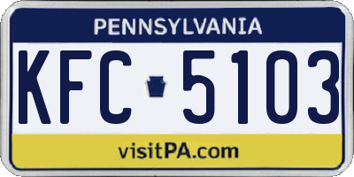 PA license plate KFC5103