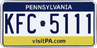 PA license plate KFC5111