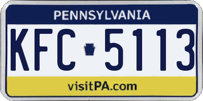 PA license plate KFC5113