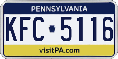 PA license plate KFC5116