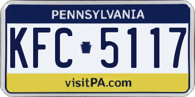 PA license plate KFC5117