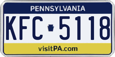 PA license plate KFC5118