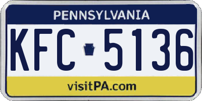 PA license plate KFC5136