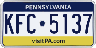 PA license plate KFC5137