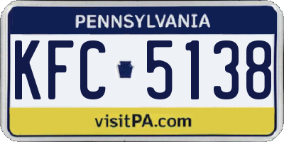 PA license plate KFC5138
