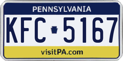 PA license plate KFC5167