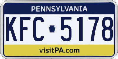 PA license plate KFC5178