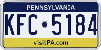 PA license plate KFC5184