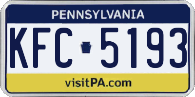 PA license plate KFC5193
