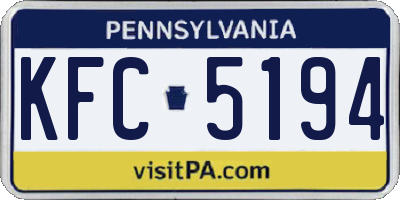 PA license plate KFC5194