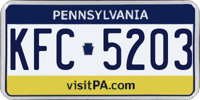 PA license plate KFC5203