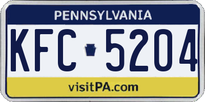 PA license plate KFC5204