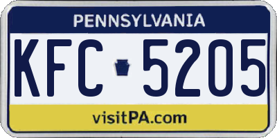 PA license plate KFC5205