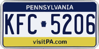 PA license plate KFC5206
