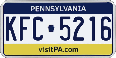 PA license plate KFC5216