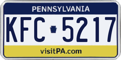PA license plate KFC5217