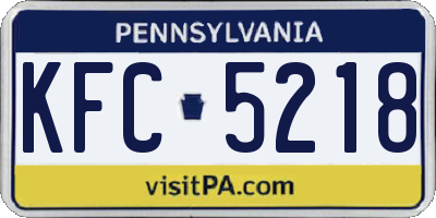 PA license plate KFC5218
