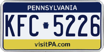 PA license plate KFC5226