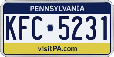 PA license plate KFC5231