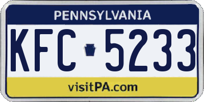 PA license plate KFC5233
