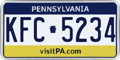 PA license plate KFC5234