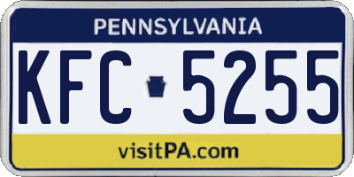 PA license plate KFC5255
