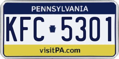 PA license plate KFC5301