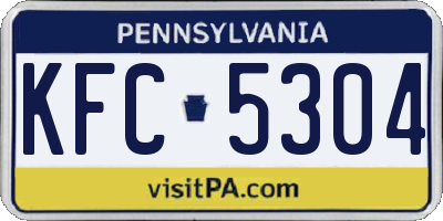 PA license plate KFC5304