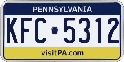 PA license plate KFC5312