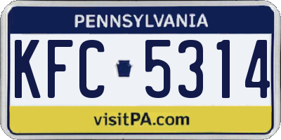 PA license plate KFC5314