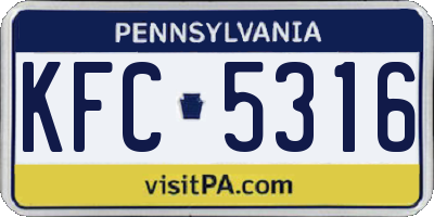 PA license plate KFC5316