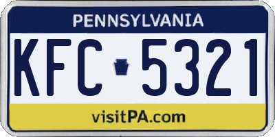 PA license plate KFC5321