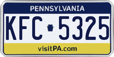 PA license plate KFC5325