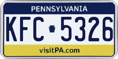 PA license plate KFC5326