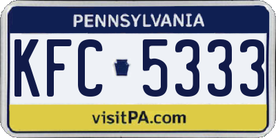 PA license plate KFC5333