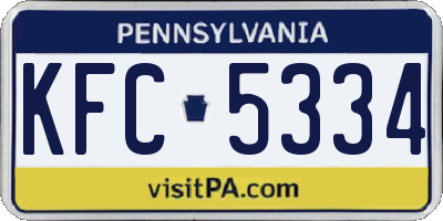 PA license plate KFC5334